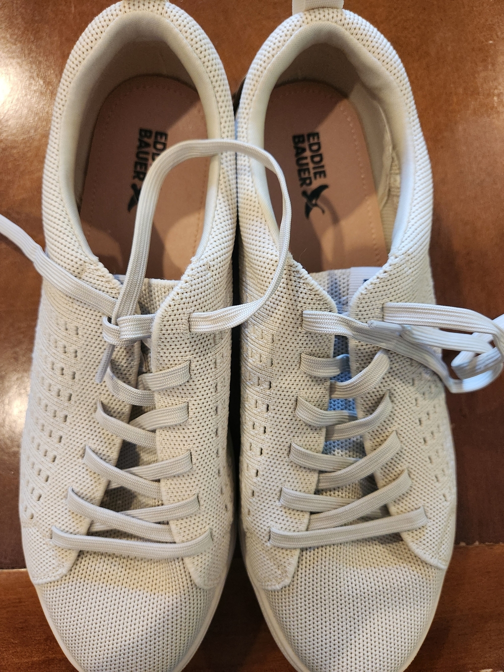 Eddie Bauer Women’s Off-White Knit Lace-Up Sneakers